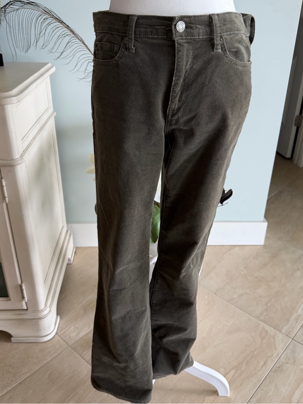 Gap 1969 Stretch Petite Bootcut Corduroy Pants Gray / olive green 29s Fall